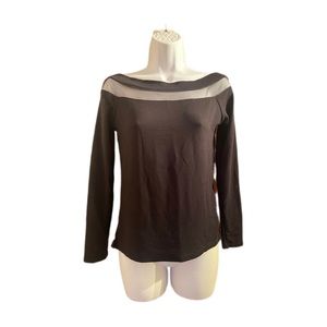 AQE Fashion NWOT Mesh Neck Long Sleeve Shirt, Size Small